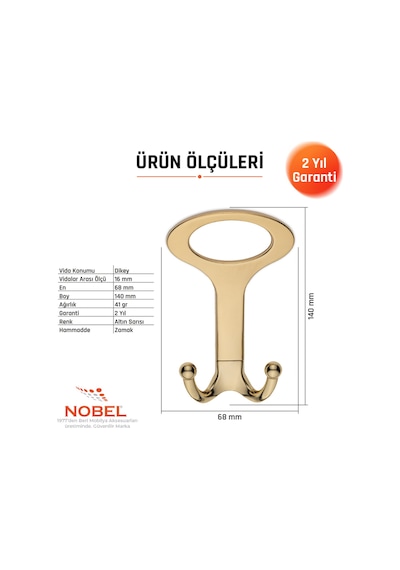 Melon Açik Portmanto Askısı, Metal Vestiyer Askısı, Altin, Duvar Ve Dolap Askılığı 5'li Set Vidalı Altın