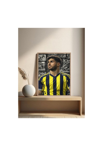 Marco Asensio Sarı Lacivert Poster Doğal Ahşap Çerçeveli Tablo Çok Renkli - 867709133 Çok Renkli