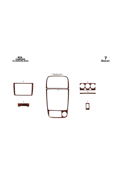 Kia Carens Torpido Kaplama 2000-2002 7 Parça Maun