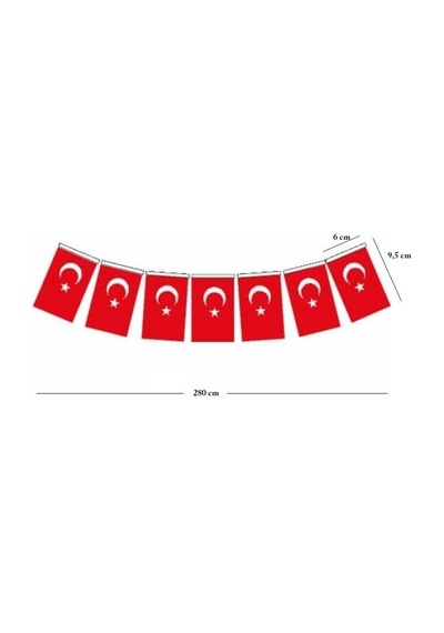 Türk Bayrağı, İpli, Kağıt, Mini, 280cm - 6cm X 10cm - 40'lı Diğer
