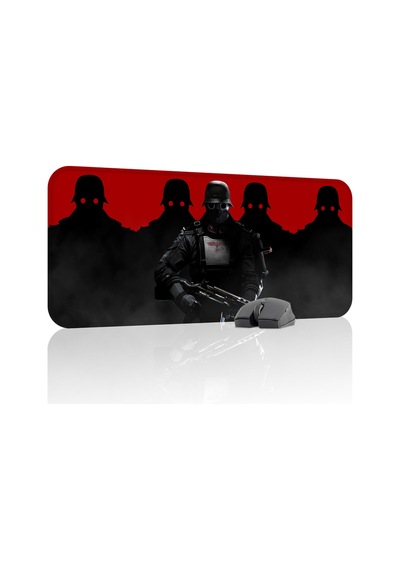 Wolfenstein Kaymaz Dikişli Kauçuk Oyuncu Mousepad V1 - 70x30 Xl Gaming Mouse Pad Fare Altlığı