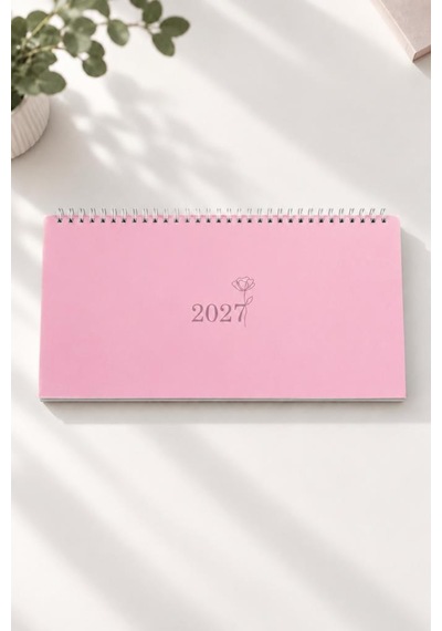 Lizy 2027 Spiralli Masa Takvim 16x33 Cm Pembe