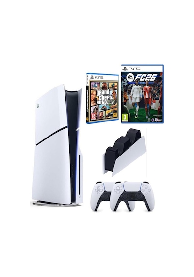 Playstation 5 Slim +2.kol Dualsense +şarj İstasyonu +ps5 Fc26 + Gta V