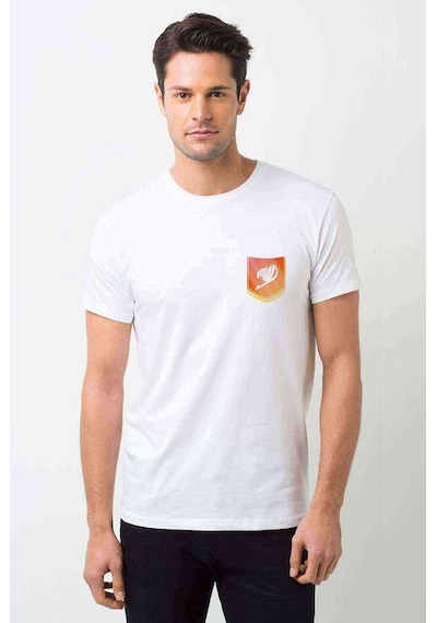 Anime Fairy Tail Glass Guild Emblem Baskılı Beyaz Erkek Tshirt (531002071)