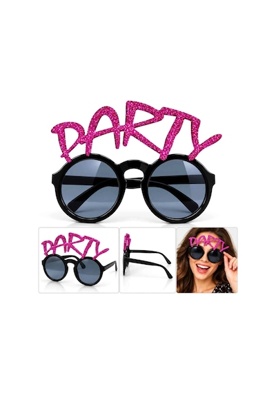 Fuşya Simli Party Yazılı Parti Gözlüğü