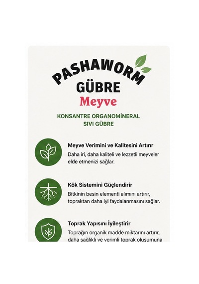 Pashaworm Meyve Konsantre Sıvı Gübre 20 L Meyve Ağaçları İçin