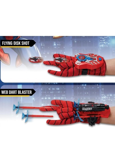 Örümcek Adam 17cm Işıklı Figürlü 2 Farklı Atış Yapabilen Ağ Fırlatıcısı Ve Eldivenli Oyuncak Seti Spider - Man