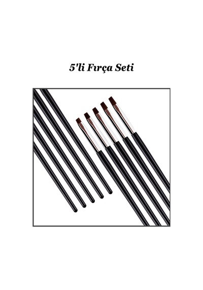 5 Adet Protez Tırnak Jel Fırçası Nail Art Fırça Seti Builder Jel Ve Poly Jel Fırçası Siyah