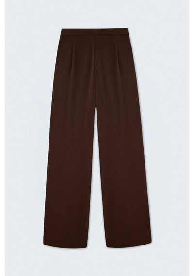 Sateen Bol Paça Pantolon - Kahve-137468