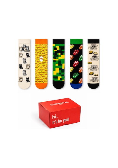 Carnaval Socks Eğlenceli Karışık Desenli 5'li Kutulu Çorap Seti 2000386