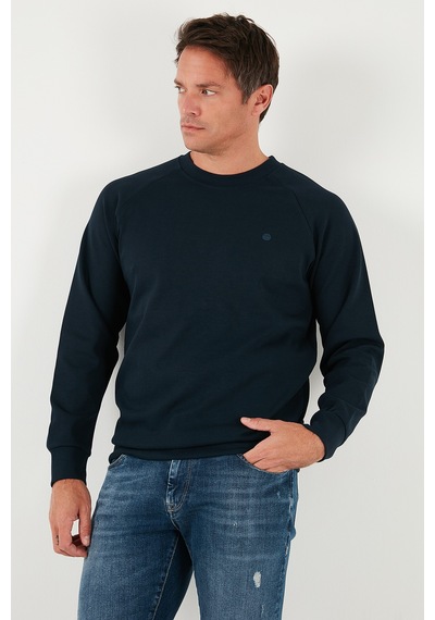 Buratti Streç Pamuklu Relaxed Fit Bisiklet Yaka Erkek Sweat 5901210 Lacivert