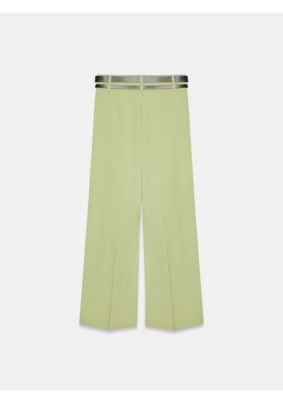 Dilvin 72670 Çift Kemerli Pileli Pantolon-f.yeşil