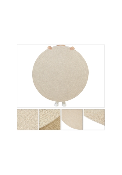 Ocean Home Textile Yıkanabilir Bej Kırçıllı Pamuklu Halı Kilim 120 Cm Çap