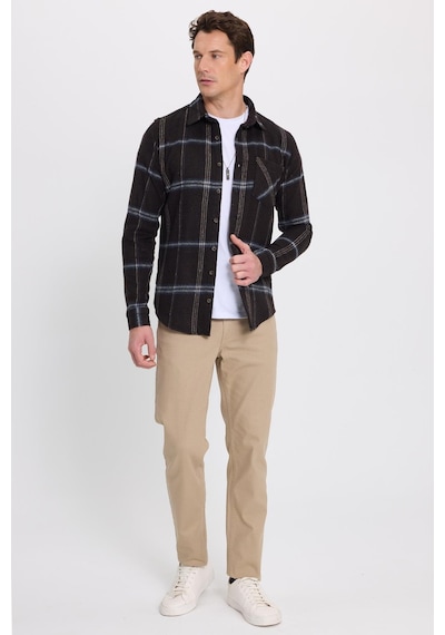 Tudors Erkek Slim Fit Dar Kesim Kareli Cepli Siyah Oduncu Gömlek-41793 Çok Renkli Tudors Erkek Slim Fit Dar Kesim Kareli Cepli Siyah Oduncu Gömlek-41793 Çok Renkli