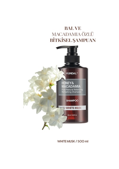 Kırılma Karşıtı Besleyici Bakım Şampuanı Kundal Honey & Macadamia Nature Shampoo 500ml White Musk