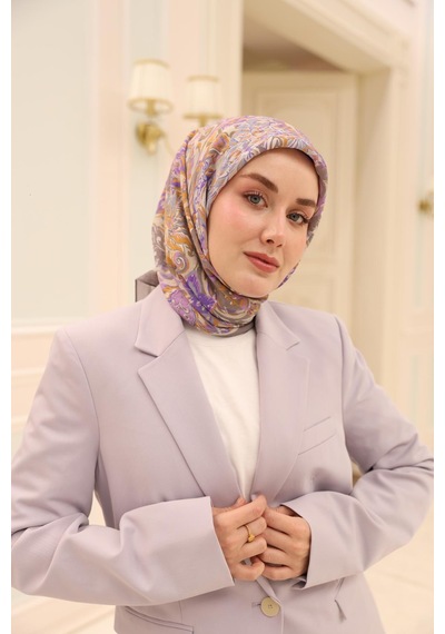 Silk Home Olinda İpek Eşarp 47002-18 Gri, Mor, Lila, Hardal, Mavi Gri