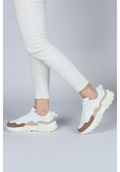 Jump 29780 Beyaz - Bej Kadın Sneaker Günlük Spor Ayakkabı Beyaz - Bej