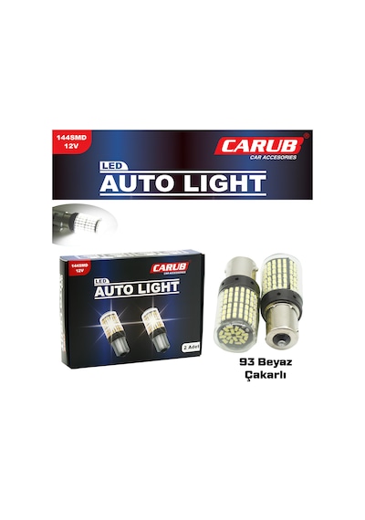 12v 93 Ampul 144 Led Şeffaf Beyaz Çakarlı Ampul 144 Led
