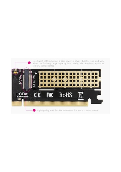 M2 NVME SSD NGFF To PCI-E 3.0 X16 M Key Kart Çevirici Adaptör