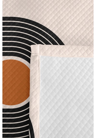 Geometrik Siyah Modern Genç Odası Tek Kişilik Pike Takımı - Hardal 160x220 Cm Kapitone Yatak Örtüsü Hafif Ot Tonu