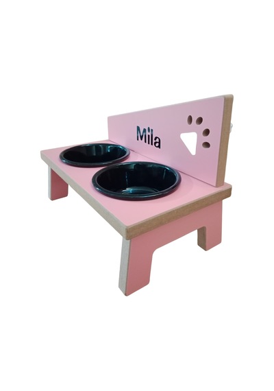 Realwood Özel İsimli Seramik Kaseli Kedi Köpek Mama Su Kabı Standı 800 ML
