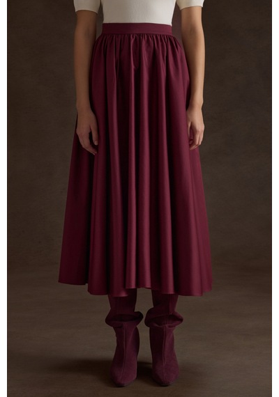 Aker Bordo Büzgülü Kloş Cotton Etek Bordo Bordo