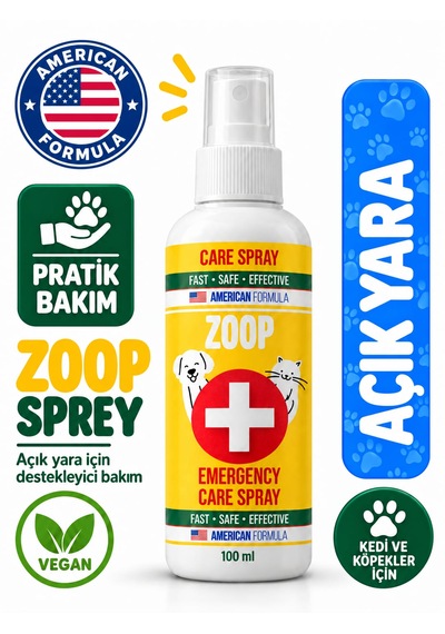Zoop Köpek & Kedi Ağız Ve Diş Bakım - Mantar - Yara - Bit Pire Koruma - Kulak Temizleme - Alerji - Kaşıntı - Koku Giderci Ve Egzama Acil Bakım Spreyi 100 Ml