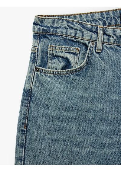 Koton Pamuklu Cep Detaylı Bol Baggy Jean Pantolon Orta İndigo 6wam40023ıd İndigo