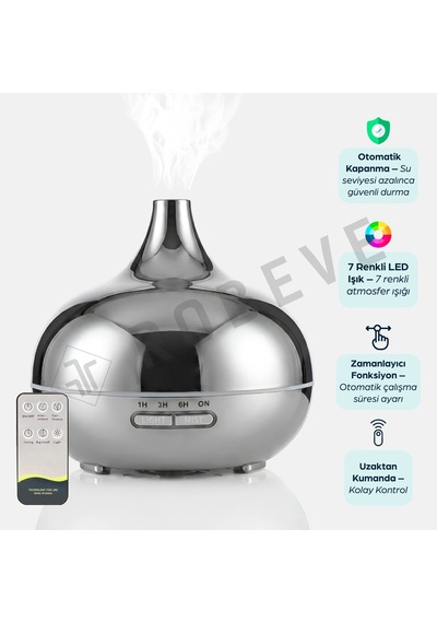 Robeve 550 Ml Otomatik Hava Nemlendirici Buhar Makinesi Oda Nemlendirici Aroma Difüzör Gümüş