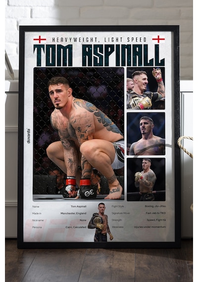 Tom Aspinall Siyah Ahşap Çerçeveli Poster, Dekoratif Dövüş Duvar Tablosu