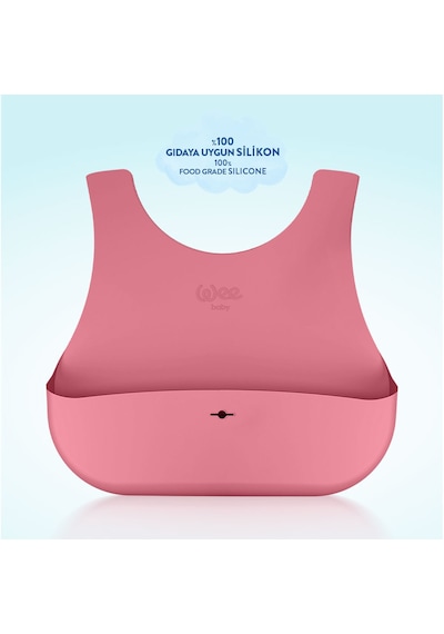Wee Baby Nanninom Silikon Mama Önlüğü Pembe