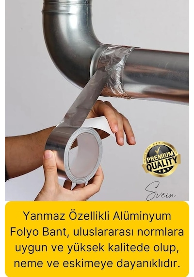 2'li Premium Yırtılmaz Yanmaz Ankastre Aspiratör Davlumbaz Havalandırma Borusu Alüminyum Folyo Bant