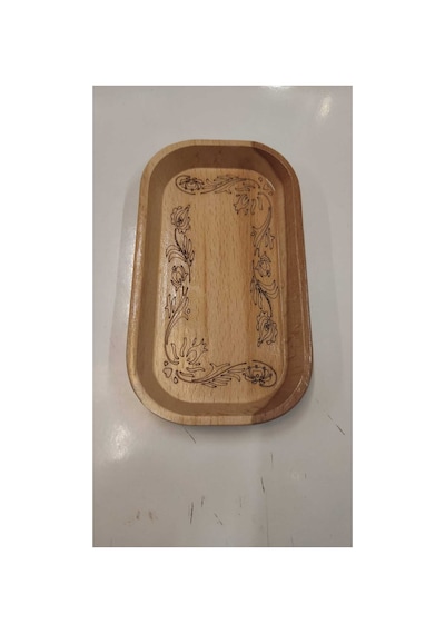 Ahsap Desenli Cerez Servis Tabak 11x20 Cm