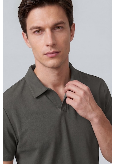 Haki Rahat Form Yumuşak Dokulu Polo Yaka Erkek T-shirt - 88496