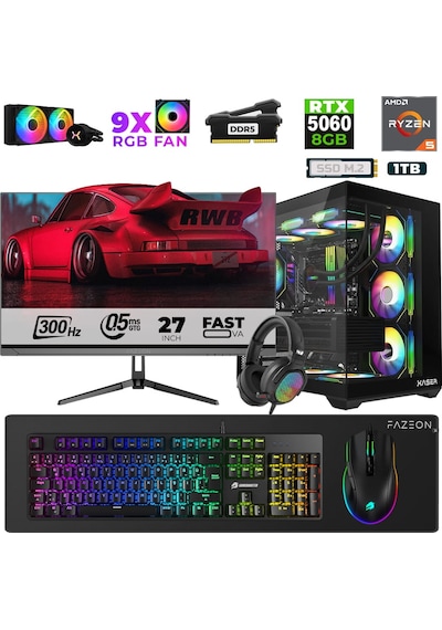 Xaser Star X270 R5-7500F 32 GB 1 TB M.2 NVMe SSD 8 GB RTX5060 27" Free Dos Dizüstü Bilgisayar