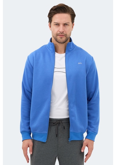 Slazenger Mendoza I Erkek Fermuarlı Dik Yaka Cepli Indigo Sweatshırt Indigo