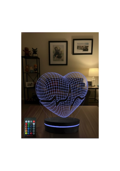3d Kalp Şeklinde Led Gece Lambası Uzaktan Kumandalı Rgb Masa Lambası Dekoratif Ambiyans Işığı Çok Renkli