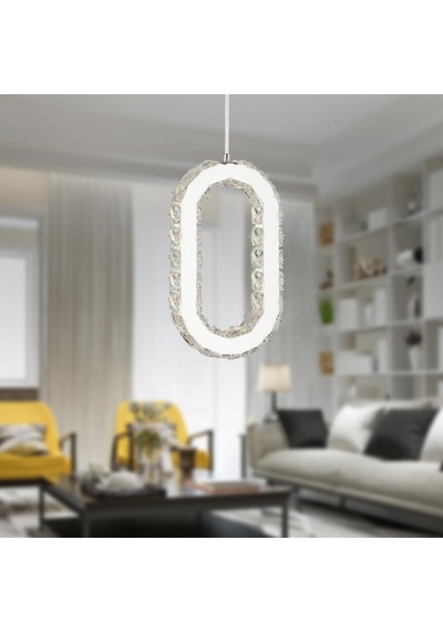 Avignon 40 Watt Tekli Krom Ledli 3 Renkli Sarkıt Kristalli Taşlı Modern Tasarım Led Kristal Salon Avize Diğer