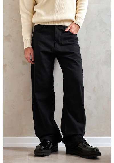 Erkek Ekstra Baggy Jean Pantolon Siyah