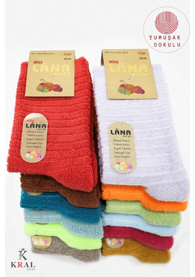 Kral Socks Kadın Uzun Ters Havlu 5 Çift Termal Etkili Kışlık Çorap Seti ASORTİ