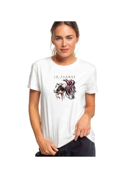 In Flames Last Come Clarity Baskılı Beyaz Kadın Tshirt