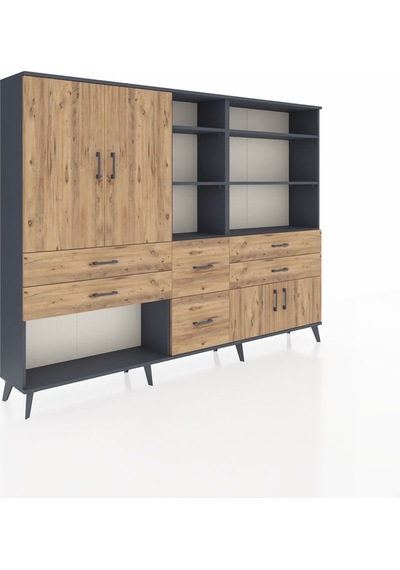 Arges Dolap 10 Raflı 6 Çekmeceli 4 Kapaklı 220x30x163 Antrasit-çam Atlas Çam - Antrasit Arges Dolap 10 Raflı 6 Çekmeceli 4 Kapaklı 220x30x163 Antrasit-çam Atlas Çam - Antrasit