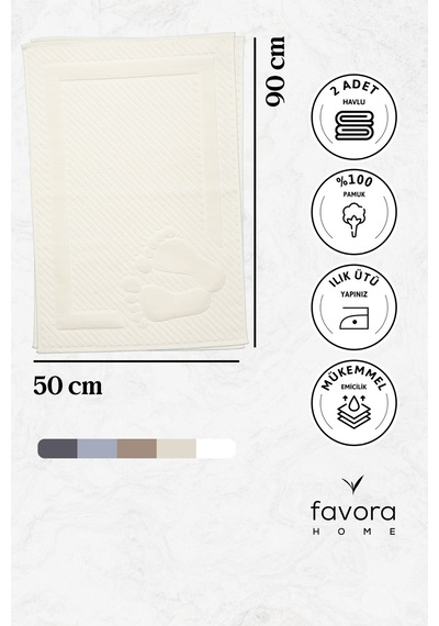 Leoline %100 Pamuk Premium 2'li Ayak Havlusu Krem