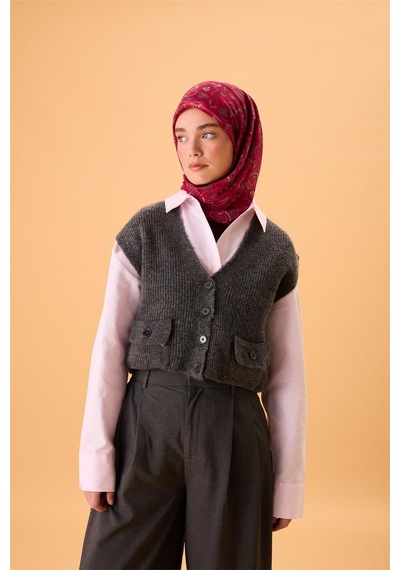 Silk Home İnce Pamuk Soft Eşarp Fuşya-çilek Kırmızısı Desenli Tok Duruşlu 90x90 Çok Renkli