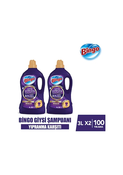 Bingo Giysi Şampuanı 2in1 Yıpranma Karşıtı 3 Lt X 2 Adet 3 L