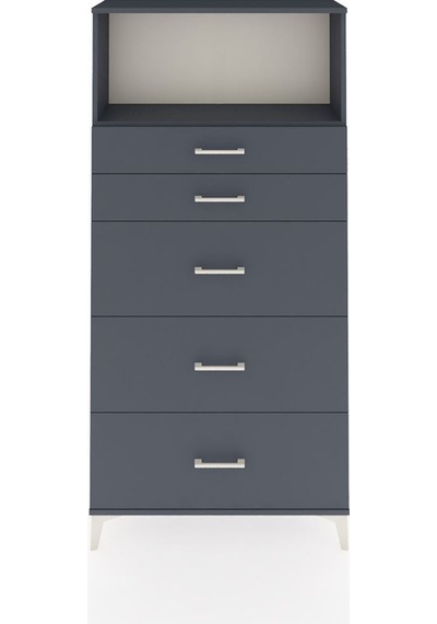 Arges Dolap Tek Raflı 5 Çekmeceli 88x30x182 Antrasit-antrasit Antrasit