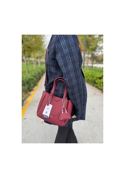 Just Polo Orijinal Kadın Bordo Yeni Sezon 3 Bölmeli Yumuşak Deri Ayarlanabilir Askılı Şık El Ve Omuz Çantası 33291865