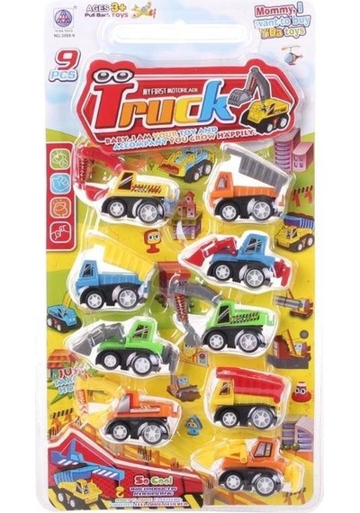 Renkli Mini İş Makineleri 9 Lu Set Dozer Kamyon Ekskavatör