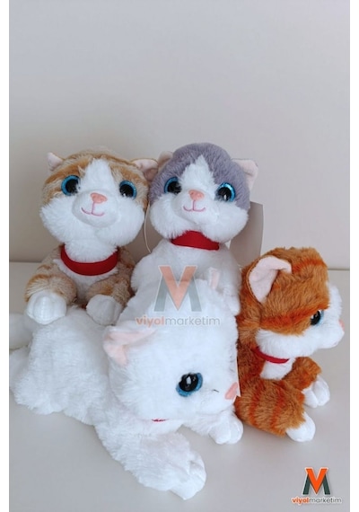 Sevimli Peluş Yavru Kedi 35 Cm Sesli Miyavlayan Oyuncak Uyku Ve Oyun Arkadaşı 4 Renk Seçeneği Sarı