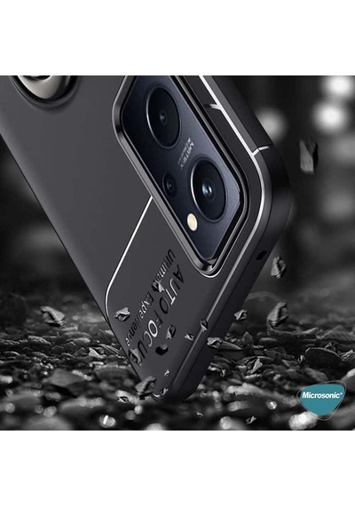 Oppo A76 İçin Kılıf Kickstand Ring Holder Siyah A76 İle Uyumlu Kılıf - Siyah